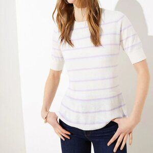 NWT LOFT Striped Peplum Sweater - 100% Cotton - Size Medium